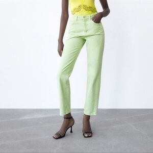 Zara jeans High Waist straight leg lime Green